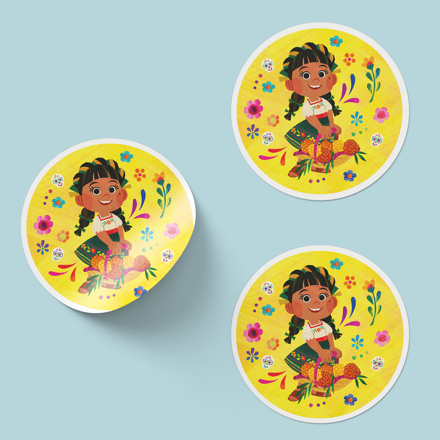 3x3 Round Circle Sticker, set of 3- The Ofrenda That We Built
